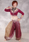 LUNA JADE Draped Silk Brocade Harem Pant - Wine, Beige and Silver
