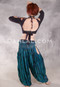 LUNA JADE Draped Silk Brocade Harem Pant -Teal, Green, Plum and Antique Silver