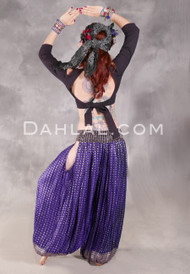 LUNA JADE Draped Silk Brocade Harem Pant - Purple and Silver