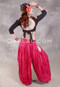 LUNA JADE Draped Silk Brocade Harem Pant -Red, Fuchsia and Silver