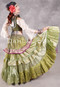 MOONLIGHT AVALON 25 Yard Silk Tiered Ruched Skirt - Icy Celery, Olive, Magenta, Ivory and Light Gold
