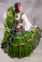 MOONLIGHT AVALON 25 Yard Silk Tiered Ruched Skirt - Green, Forest Green, Light Gold and Royal Blue