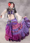 MOON FLOWER 25 Yard Printed Silk Ruched Skirt - Iridescent Blue, Magenta, Rose, Black and Gold