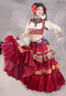 MOONLIGHT AVALON 25 Yard Silk Tiered Ruched Skirt - Dark Red, Gold, Silver and Green