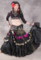 MOONLIGHT AVALON 25 Yard Silk Tiered Ruched Skirt - Black, Gold and Hot Pink