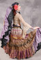 MOON FLOWER 25 Yard Printed Silk Ruched Skirt - Lavender, Camel, Tan, Wine, Black and Gold