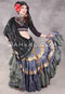 MOONLIGHT AVALON 25 Yard Silk Tiered Ruched Skirt - Sage, Gray, Gold and Red