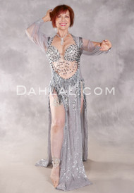 CASCADING IN SILVER Egyptian Dress - Gray, Black, Charcoal and Silver