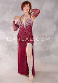 DRIPPING IN WINE Egyptian Dress - Wine and Silver