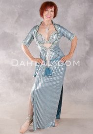 FIFI'S DELIGHT III Egyptian Saidi Dress - Blue, Silver and White