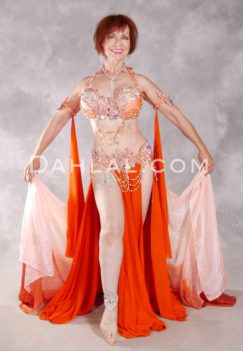 TANGERINE DREAM Egyptian Costume - Soft Orange, Gold, Silver and White