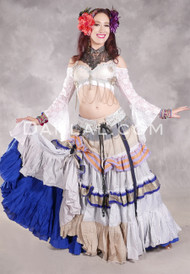 MOONLIGHT AVALON 25 Yard Silk Tiered Ruched Skirt - Beige, White, Black, Royal Blue and Gold