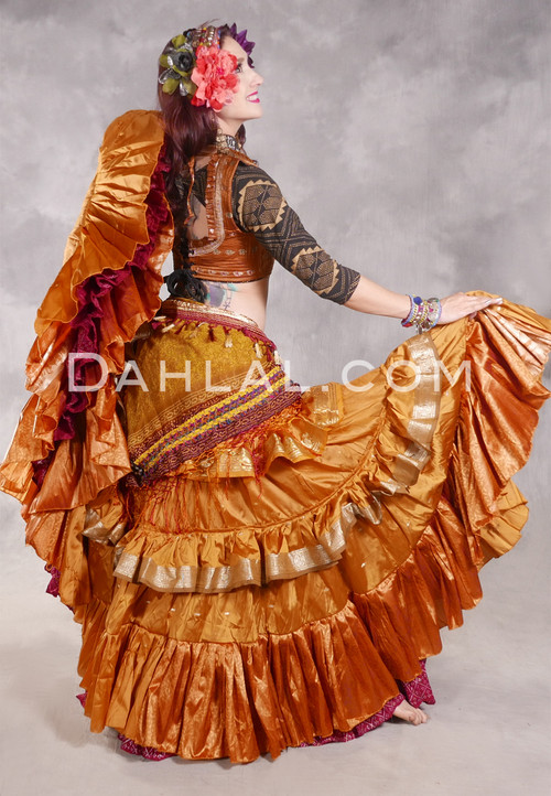 MOONLIGHT AVALON 25 Yard Silk Tiered Ruched Skirt - Gold, Goldenrod, Gold and Silver