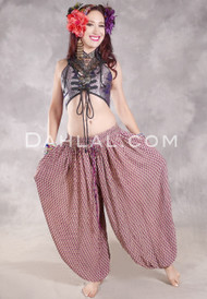 BEYOND THE DESERT Silk Blend Harem Pants - Tan, Fuchsia and Purple