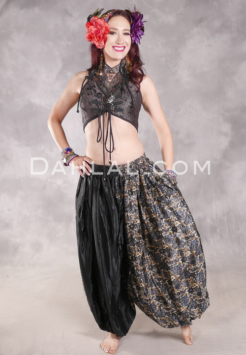 BEYOND THE DESERT Silk Blend Harem Pants - Black, Blue, Tan and Cream