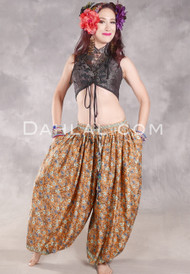BEYOND THE DESERT Silk Blend Harem Pants - Goldenrod, Aqua, Light Blue and Black, #25-17