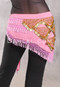 GRAND PYRAMID Egyptian Bead and Coin Hip Scarf - Hot Pink with Gold and Pink