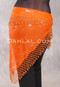 Egyptian Assuit Wide Row Beaded Scarf- Orange with Silver