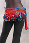 ISMAILIA Egyptian Beaded Paillette Hip Wrap - Red, Turquoise and Gold