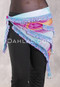Egyptian Beaded Hip Shawl - Peacock Print with Blue, Deep Pink, Orchid and Silver