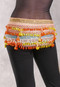 Beaded 3-Row Egyptian Mesh Hip Scarf - Pastel Gradient with Orange and Yellow