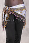 SUN GODDESS Wide Row Beaded Hip Scarf - Periwinkle and Gold with Orchid and Gold