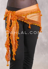 DYNASTY Wide Row Beaded Hip Scarf - Orange with Goldenrod