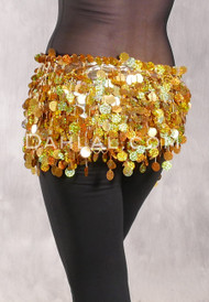 SAQQARA Egyptian Beaded Paillette Hip Scarf - Metallic Antique Gold