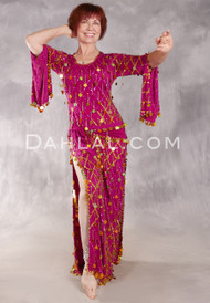 DIAMOND JEWEL Beledi Dress - Fuchsia and Gold