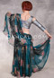 AMARNA Egyptian Skirt, Veil and Scarf Set - Teal, Black and Silver