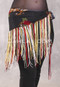 Lycra Fringe Hip Scarf - Black Floral with Yellow, White, Red, Black and Olive