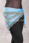 Egyptian Beaded Hip Shawl - Blue Gradient with Metallic Silver, Gold, Royal Blue Iris and White