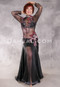 FLORAL EMBRACE Egyptian Dress - Black, Pink, Silver and Fuchsia