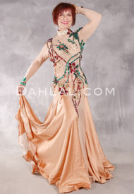 FLORAL EMBRACE II Egyptian Dress - Nude, Red, Teal and Gold