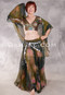 AMARNA Egyptian Skirt, Veil and Scarf Set - Olive, Forest Green & Silver, Option 2