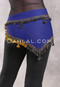 DYNASTY Wide Row Beaded Hip Scarf - Dark Royal Blue with Gold, Black Iris and Metallic Gold