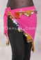 Wide Row Bead and Coin Hip Scarf - Pink, Gold, Fuchsia and Multi-color