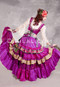 MOONLIGHT AVALON 25 Yard Silk Tiered Ruched Skirt - Fuchsia, Magenta, Gold and Green