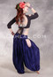 LUNA JADE Draped Silk Brocade Harem Pant - Midnight Blue and Antique Gold