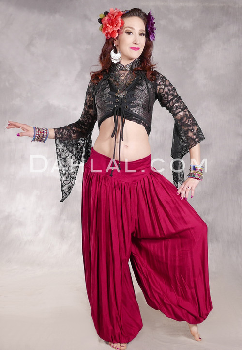 LUNA JADE III Cotton Harem Pant - Wine