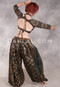 DAMIETTA DREAMS Printed Harem Pants - Black with Gold and Teal