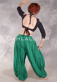 Printed Cotton Harem Pants - Diamonds on Emerald and Forest Green