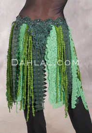 RETRO FRINGE LACE BELT - Lime, Olive and Forest Green