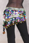 Egyptian Triangle Hip Scarf with Paillettes and Coins - Graphic Print
