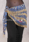 Deep "V" Beaded Loop Egyptian Hip Scarf - Graphic Print with Gold and Cream Iris