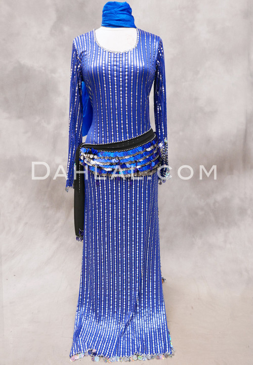 JEWEL OF JAKARTA Egyptian Dress - Royal Blue and Silver