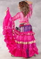 MOONLIGHT AVALON 25 Yard Silk Tiered Ruched Skirt - Deep Pink, Fuchsia, Lipstick, Purple and Gold