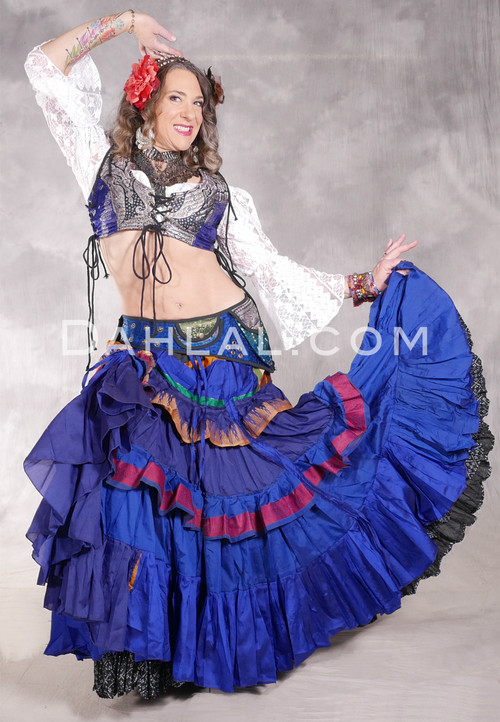 MOONLIGHT AVALON 25 Yard Silk Tiered Ruched Skirt - Royal Blue, Navy, Red, Copper and Multi-color