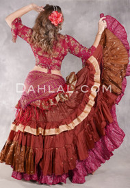 MOONLIGHT AVALON 25 Yard Silk Tiered Ruched Skirt - Rust, Copper, Brown and Gold