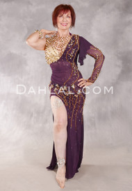 BLOSSOMING ROMANCE Egyptian Dress - Dark Plum, Gold, Ivory and Nude